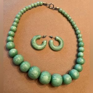 Splendette fakelite necklace and earrings set in mint